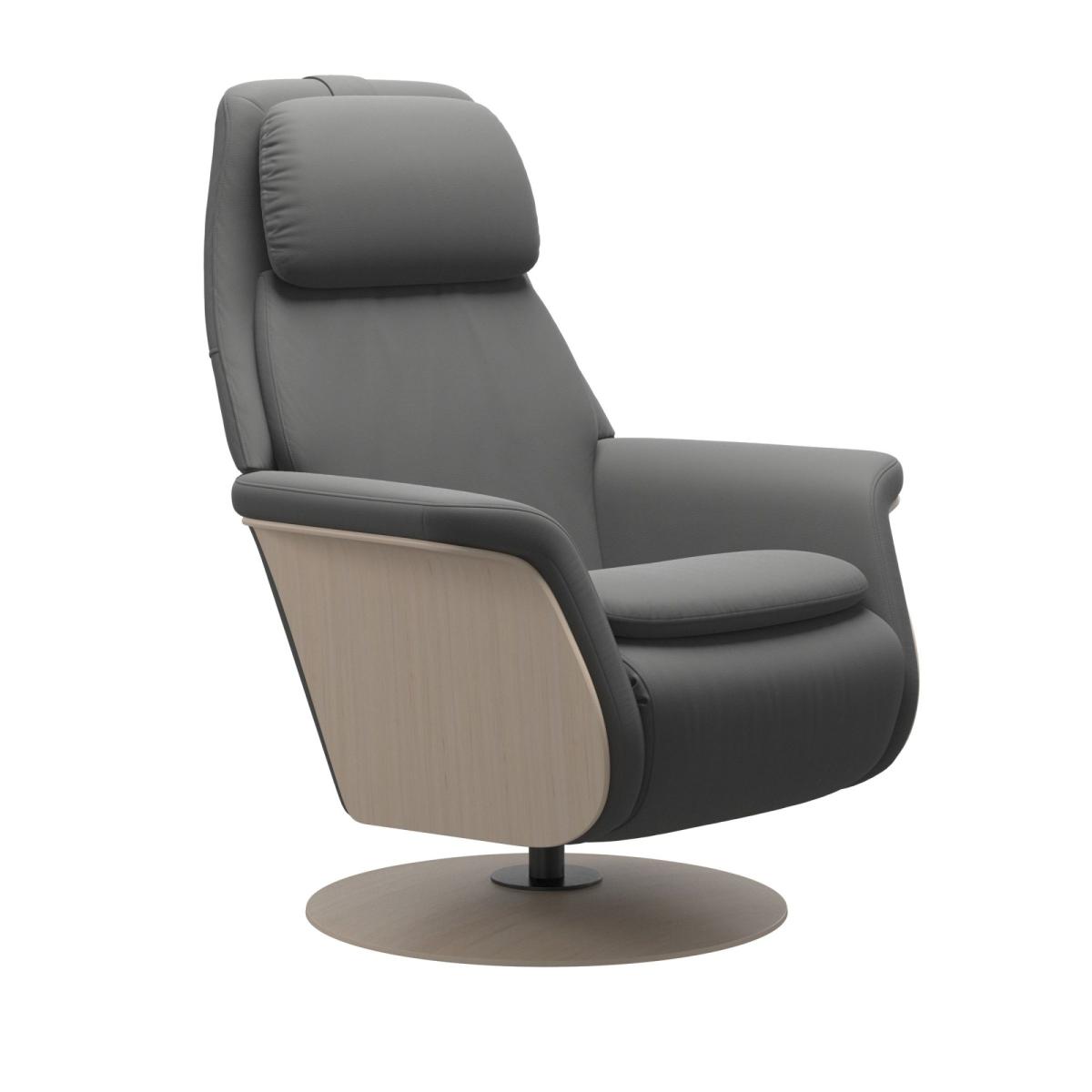 Stressless Sam Power Recliner with Disc Base and Wooden Arms - Stressless Sam Power Recliner Wooden Arm Panels Disc Base in Fabric – image 3