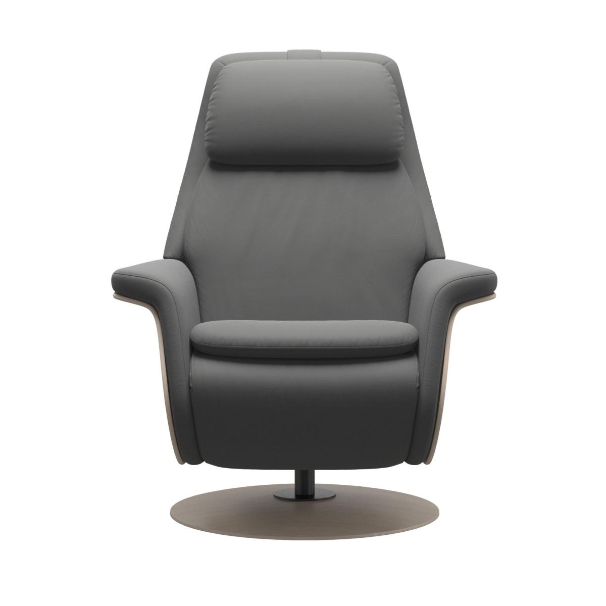 Stressless Sam Power Recliner with Disc Base and Wooden Arms - Stressless Sam Power Recliner Wooden Arm Panels Disc Base in Fabric – image 4