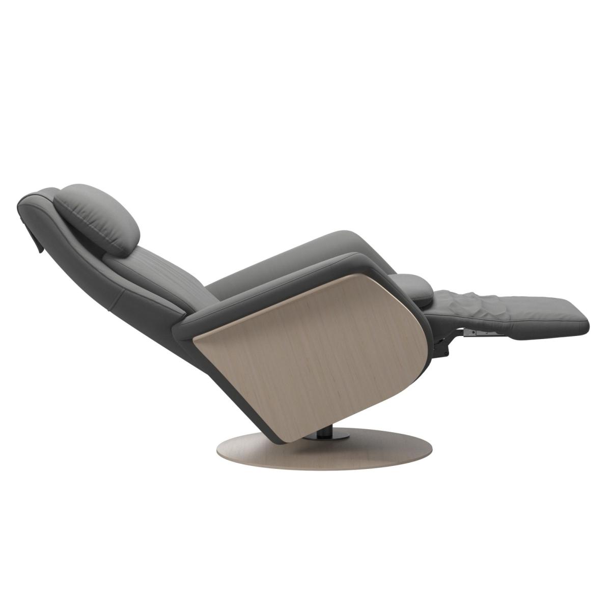Stressless Sam Power Recliner with Disc Base and Wooden Arms - Stressless Sam Power Recliner Wooden Arm Panels Disc Base in Fabric – image 5