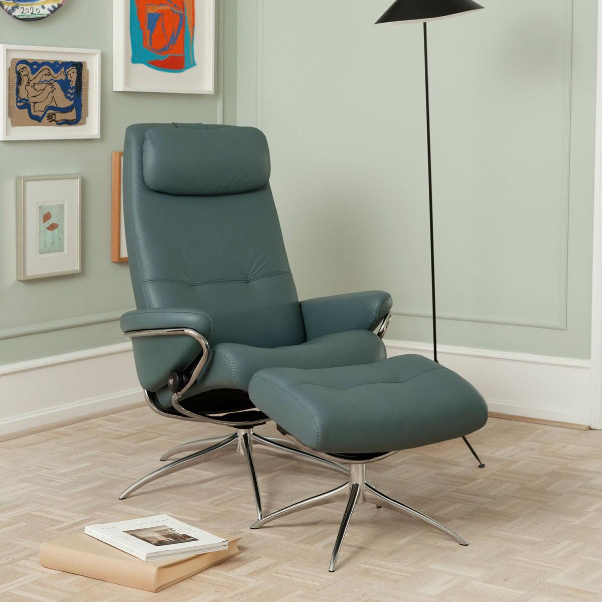 Stressless Berlin High Back Recliner with Star Base - Stressless Berlin High Back Recliner Star Base Medium - Cori – image 1