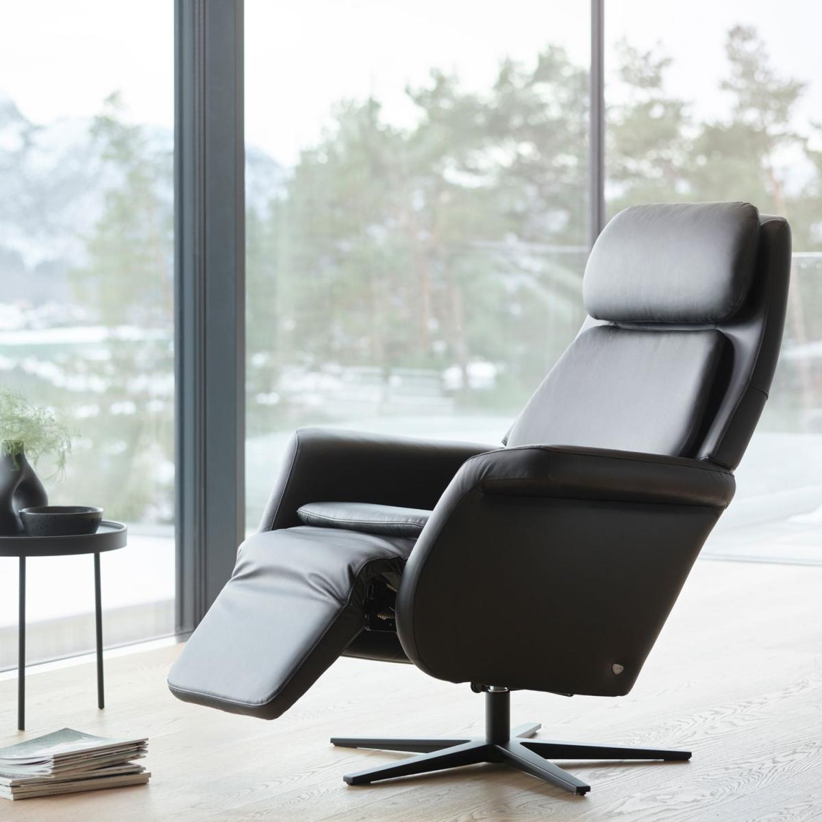 Stressless Sam Power Recliner with Sirius Base - Stressless Sam Power Recliner Sirius Base in Fabric – image 1