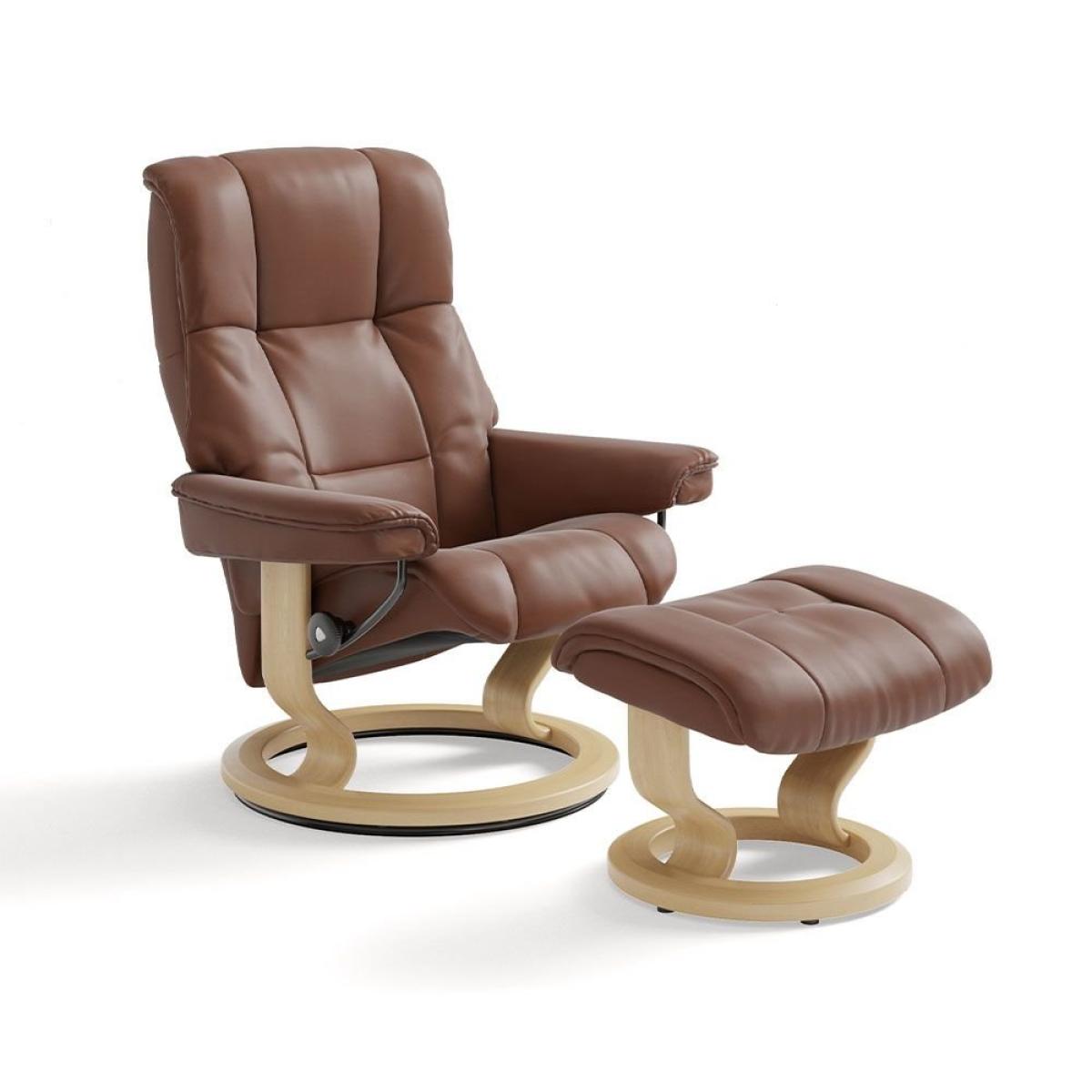 Stressless Mayfair Recliner With Classic Base and Footstool - Stressless Medium Mayfair Recliner With Classic Base Footstool in Fabric – image 2