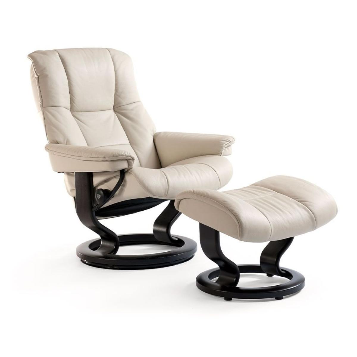 Stressless Mayfair Recliner With Classic Base and Footstool - Stressless Medium Mayfair Recliner With Classic Base Footstool in Fabric – image 3