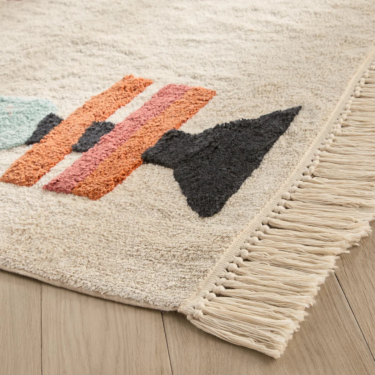 Ivica Graphic Fringed Organic Cotton Child's Rug – image 3