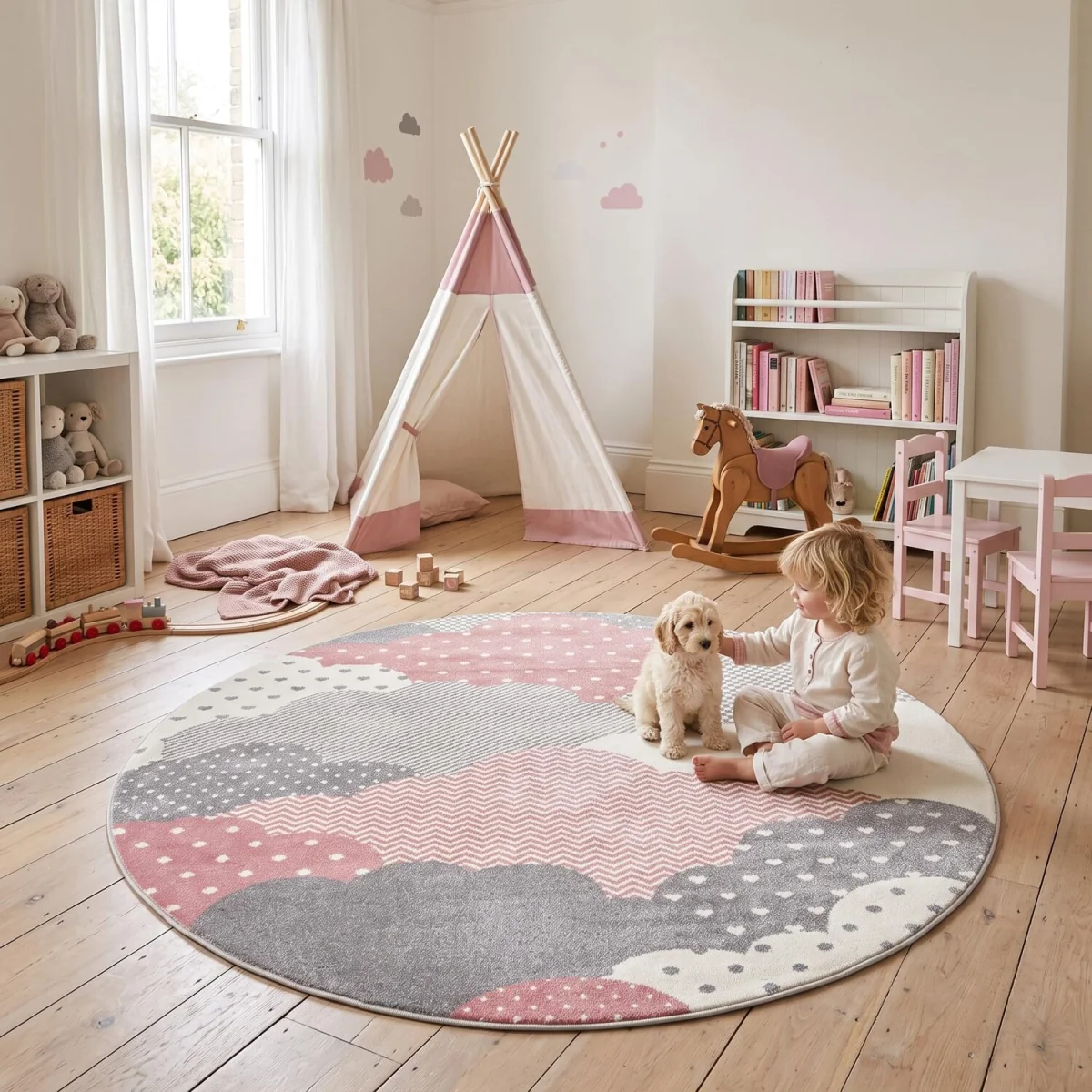 Nursery Clouds Rug - Pink / 160cm – image 2