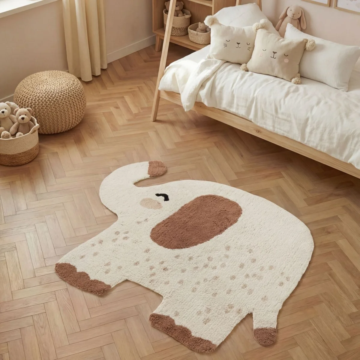 Snuggle Kids Emmi Cotton Animal Rug Cream & Brown - Cream & Brown – image 8