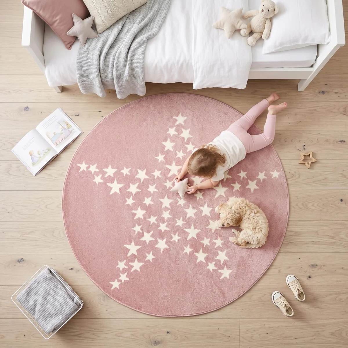 Nursery Star Rug - Pink / 120cm – image 4