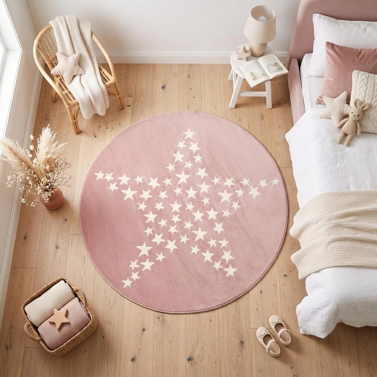 Nursery Star Rug - Pink / 120cm – image 5