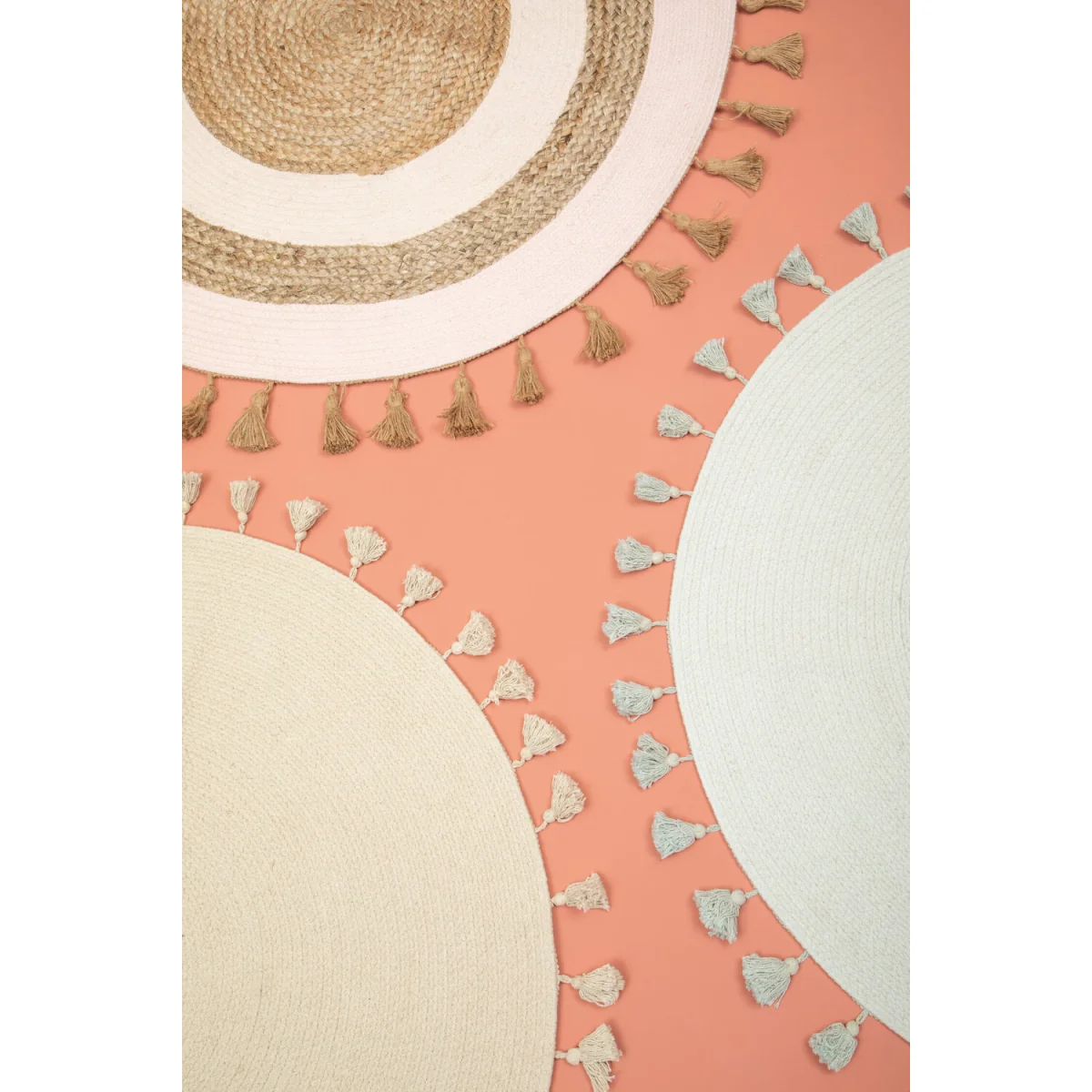 Kids Blue Round Rug with Tassels - Blue – image 2