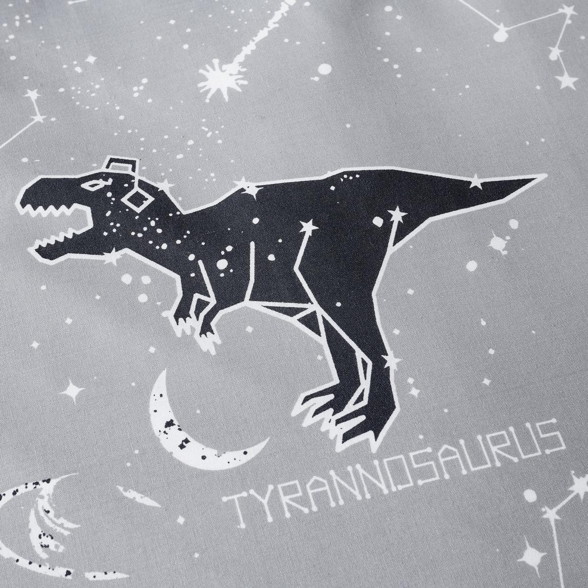Black Space Dinosaur Single Duvet Cover and Pillowcase Set Black and White – image 2