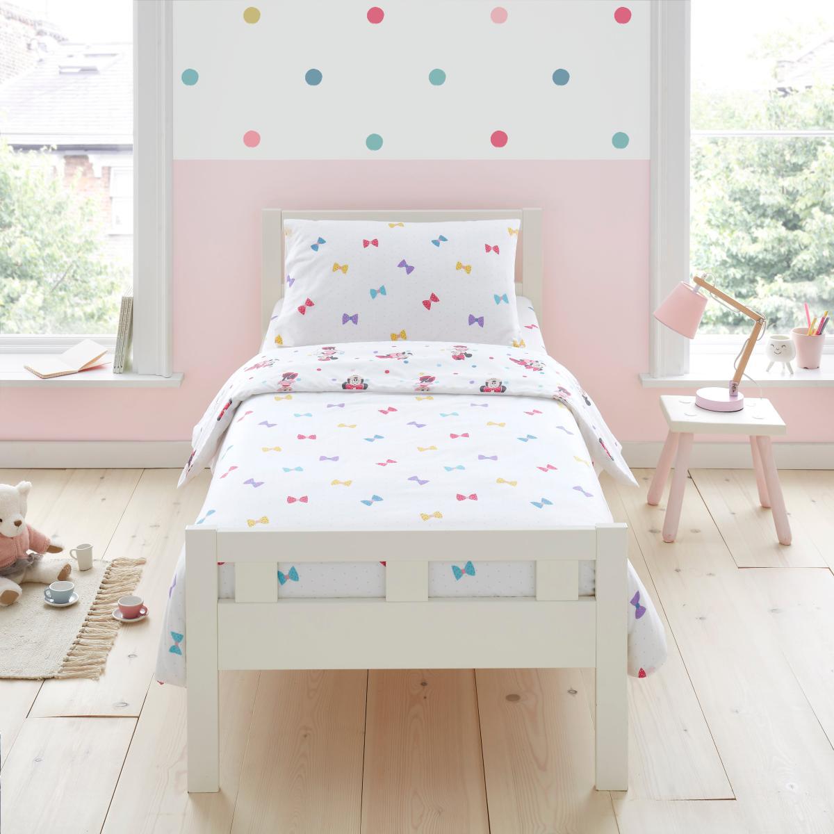 Disney Minnie Mouse 100% Cotton Reversible Duvet Cover and Pillowcase Set MultiColoured – image 2