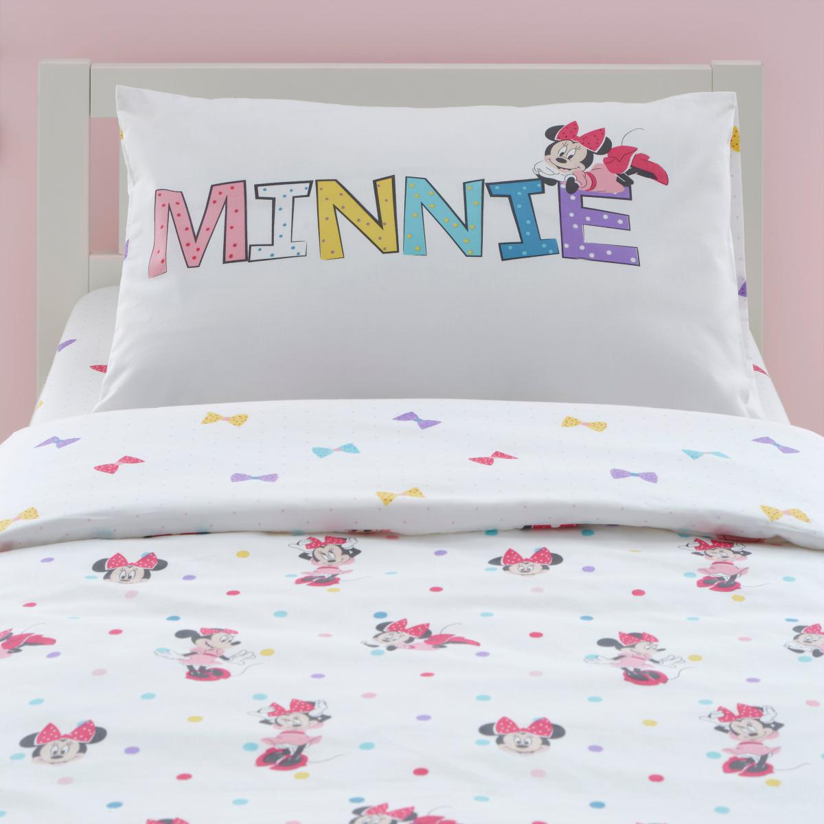 Disney Minnie Mouse 100% Cotton Reversible Duvet Cover and Pillowcase Set MultiColoured – image 3