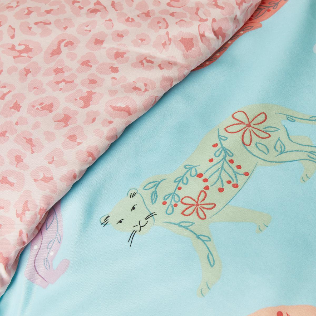 Botanical Cats Single Duvet Cover and Pillowcase Set MultiColoured – image 3