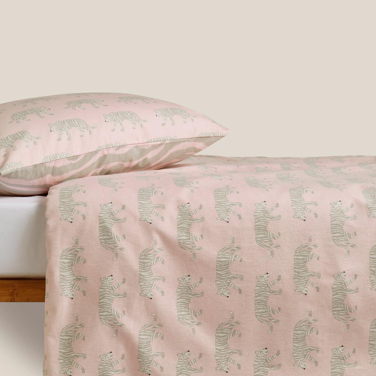 Tao the Tiger 100% Brushed Cotton Reversible Duvet Cover and Pillowcase Set Light Pink – image 3