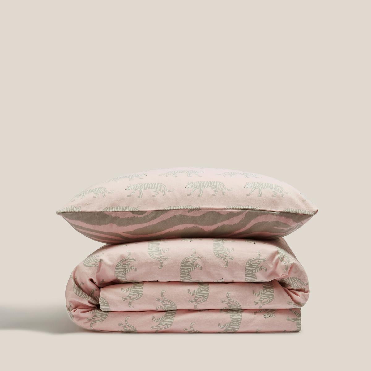 Tao the Tiger 100% Brushed Cotton Reversible Duvet Cover and Pillowcase Set Light Pink – image 4