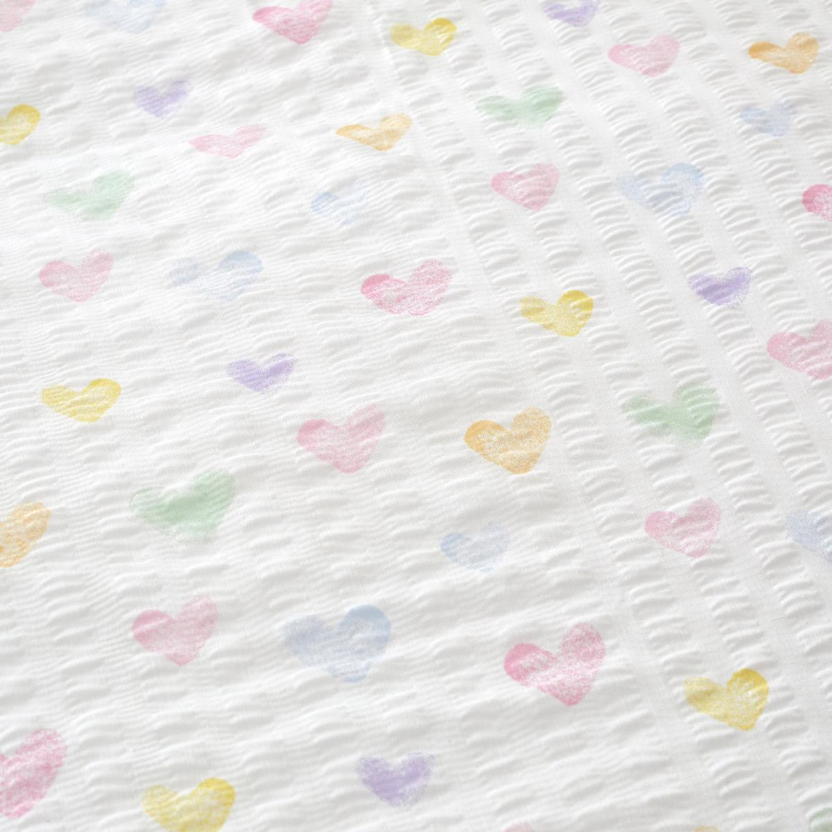 Seersucker Hearts Reversible Duvet Cover and Pillowcase Set Pink, Yellow and Green – image 5