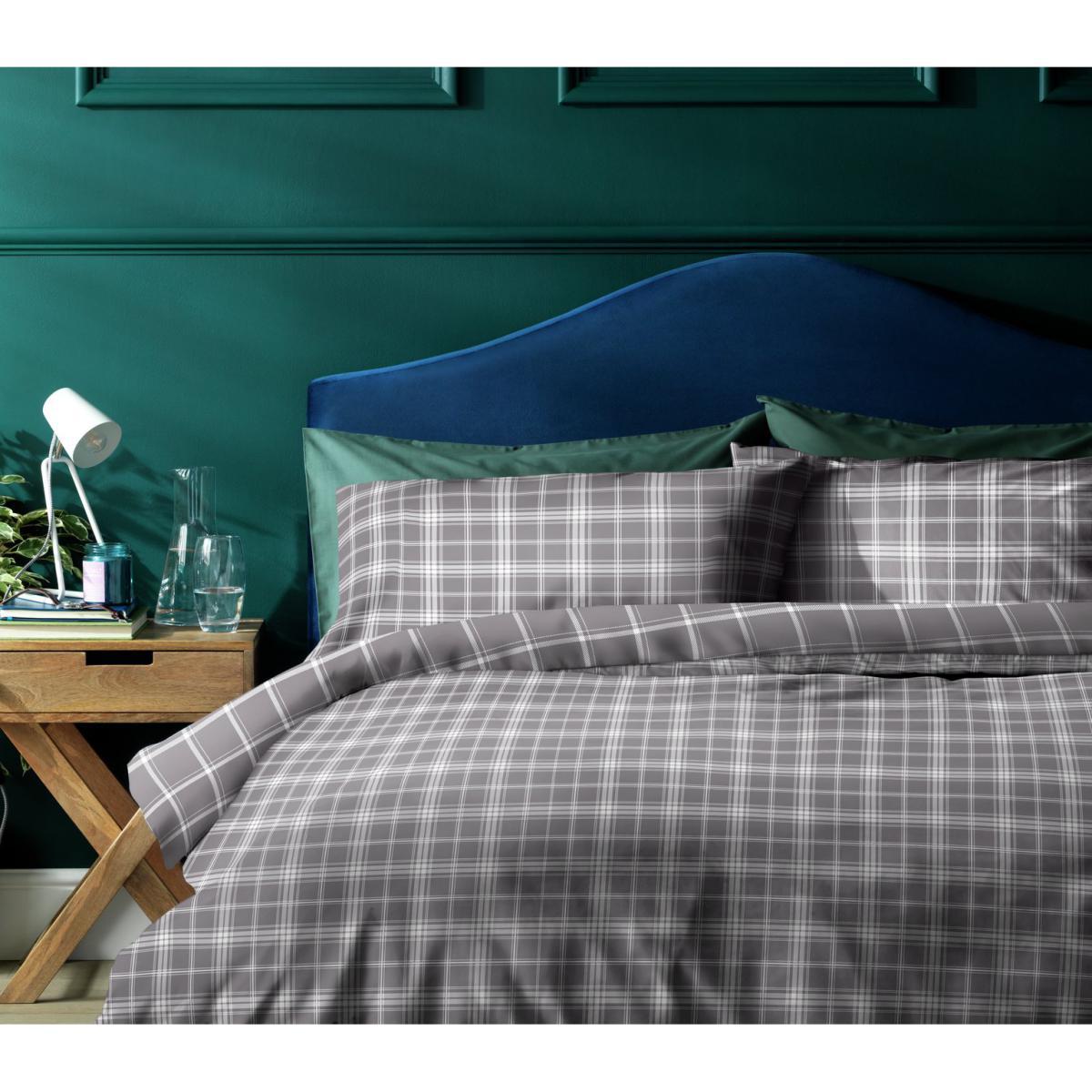Habitat Brushed Checked Grey Bedding Set - Single – image 2
