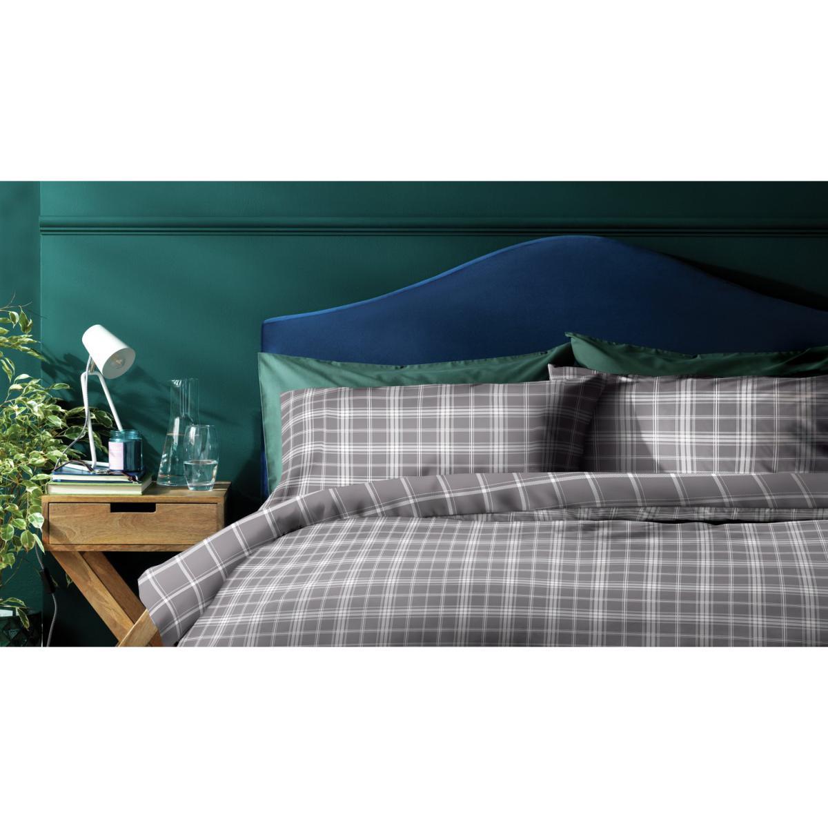 Habitat Brushed Checked Grey Bedding Set - Single – image 3