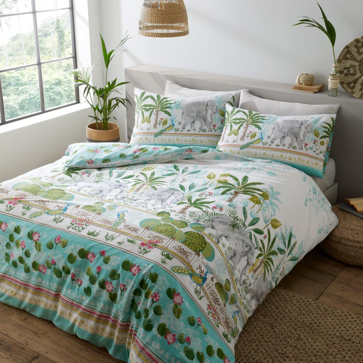 Pineapple Elephant Cotton Oasis Green Bedding Set - Single – image 1