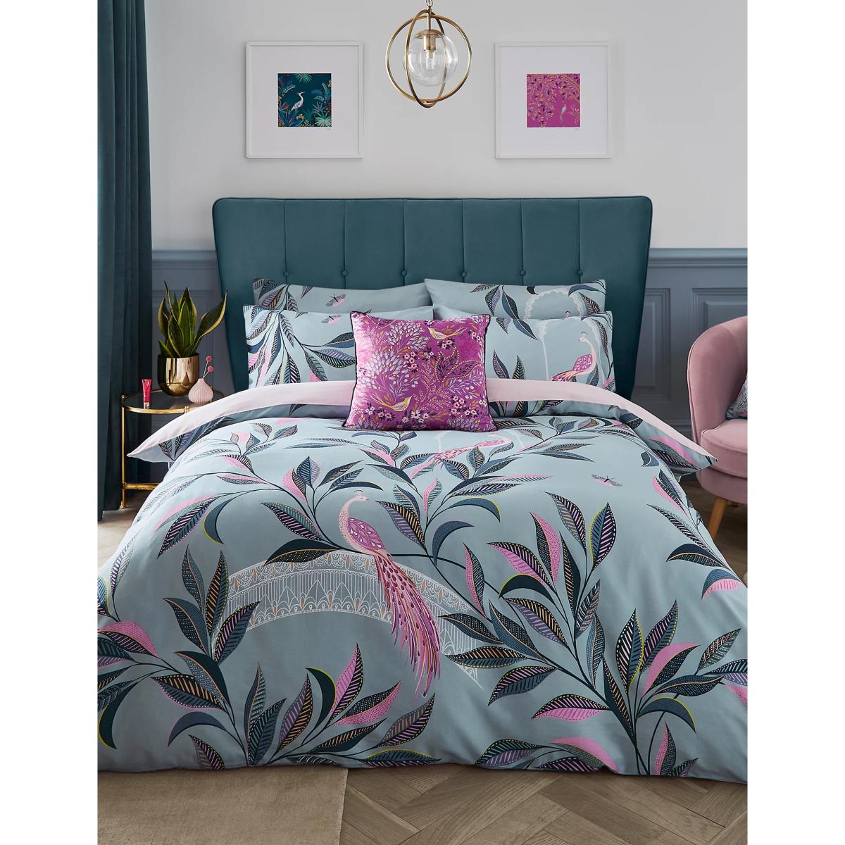 Sara Miller Sateen Ornamental Peacock Bedding Set - SGL - Blue, Blue – image 3