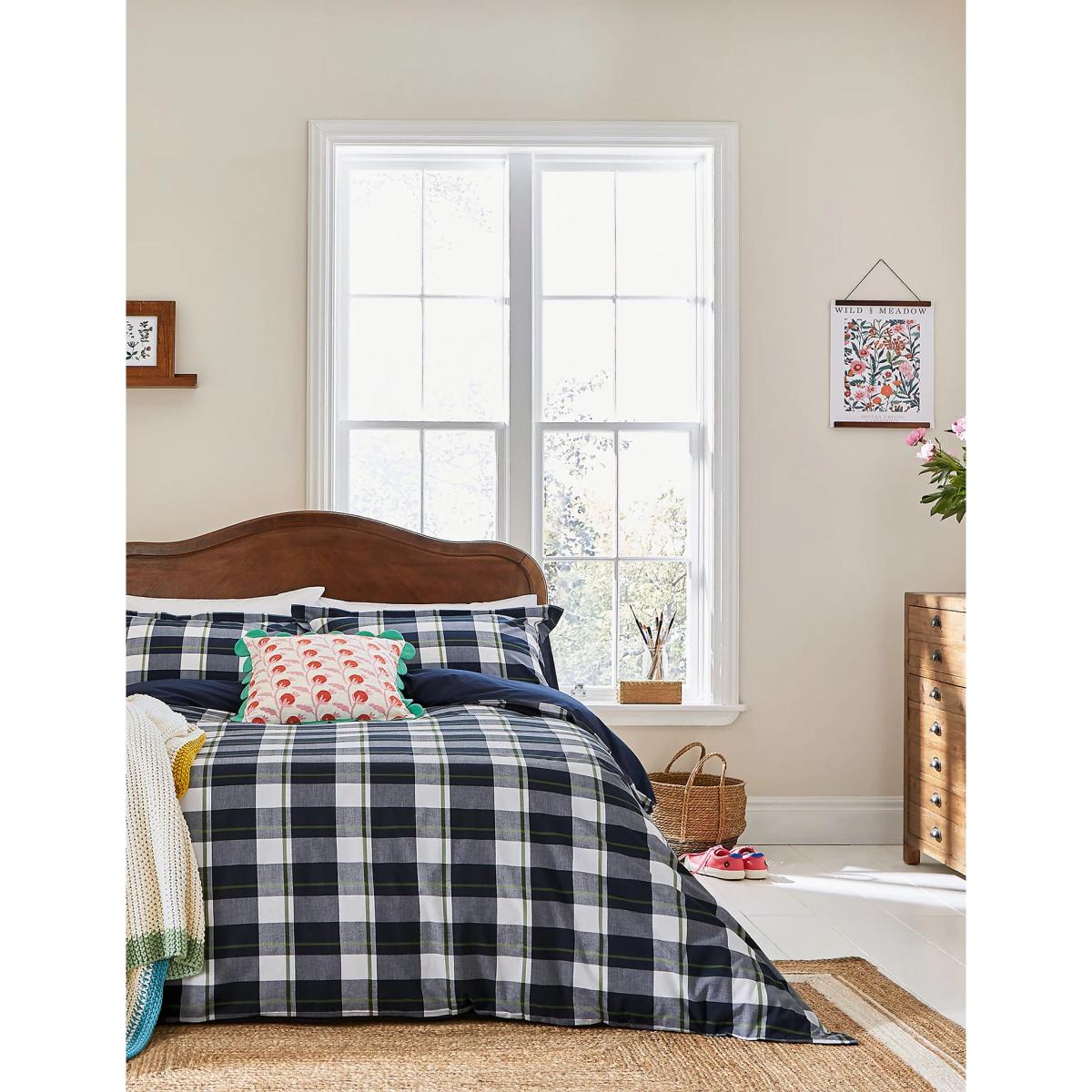 Joules Pure Cotton Daylesford Check Bedding Set - DBL - Navy, Navy – image 3