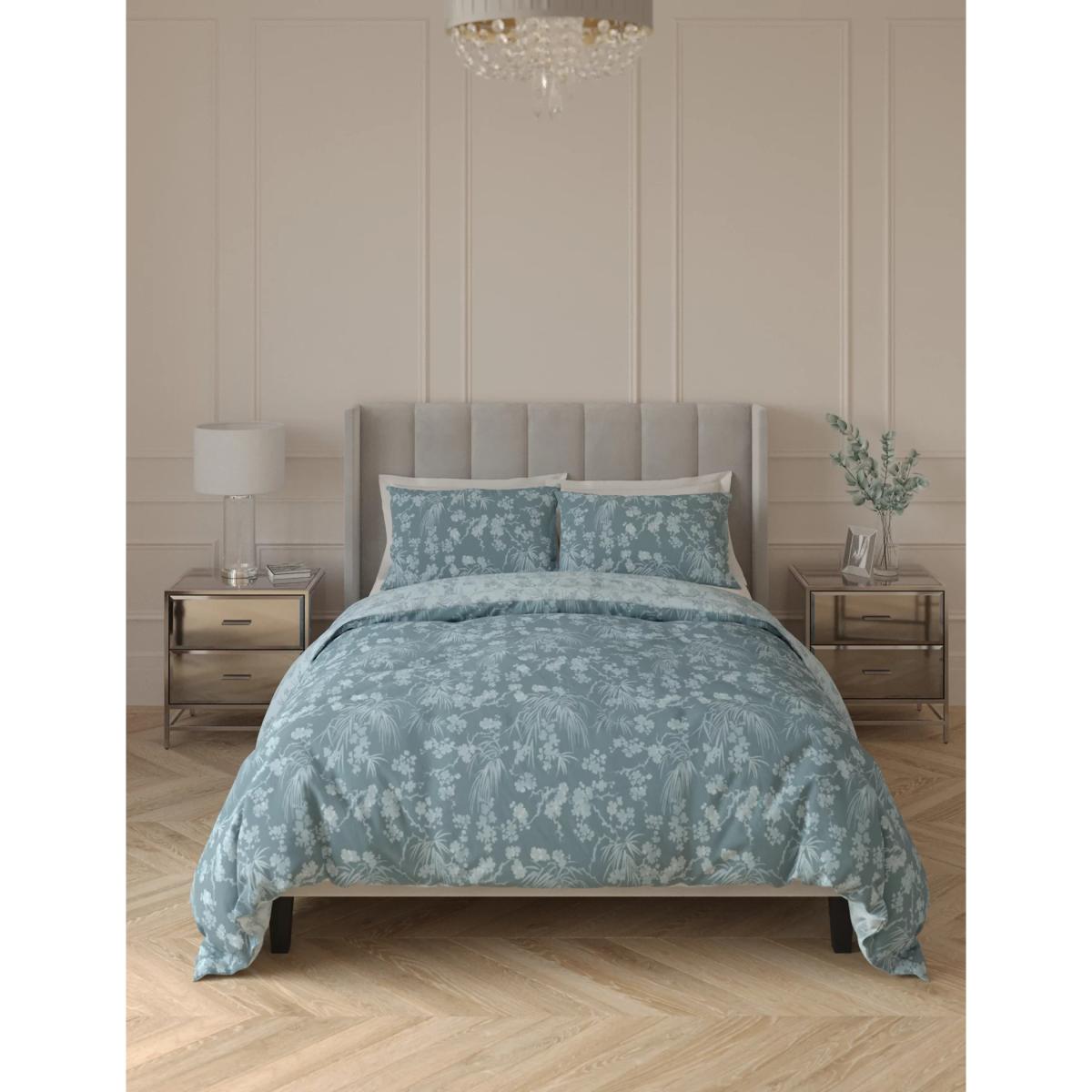 M&S Pure Cotton Blossom Bedding Set - SGL - Soft Green, Soft Green,Blue Mix – image 4