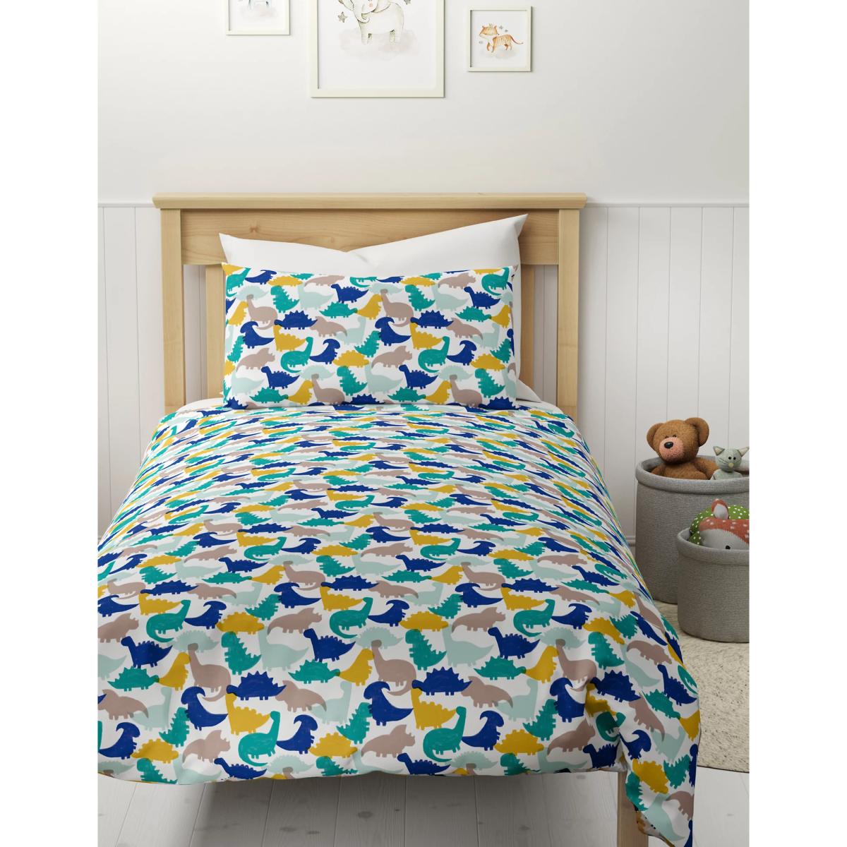 M&S Cotton Mix Dinosaur Bedding Set - SGL - Blue Mix, Blue Mix – image 2