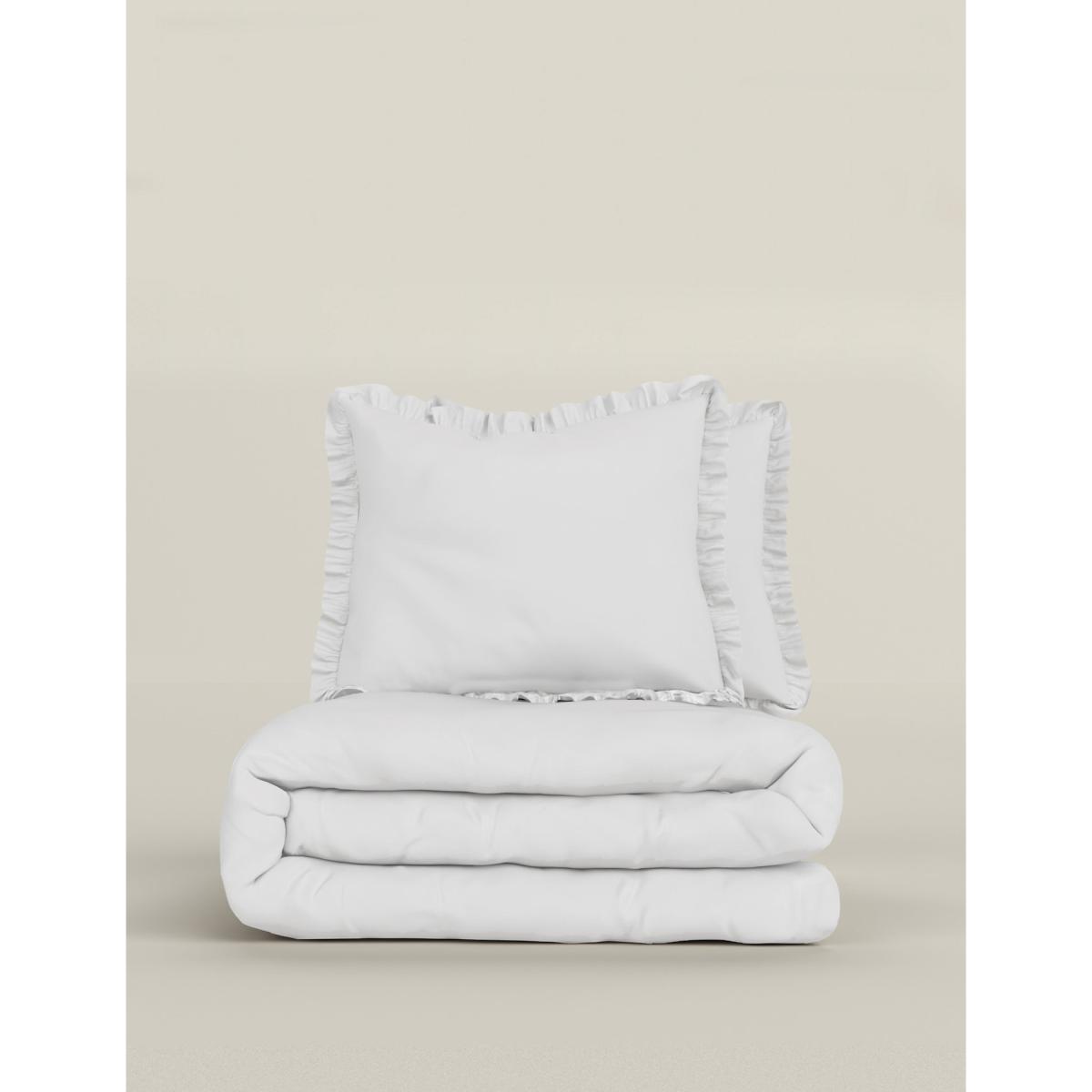 M&S Cotton Blend Ruffle Edge Bedding Set - SGL - White, White – image 3