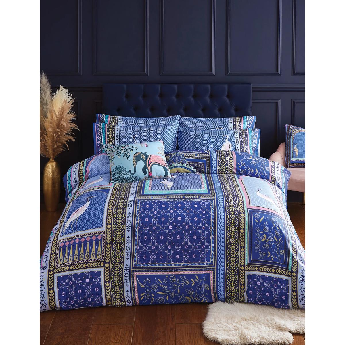 Sara Miller Pure Cotton Lattice Windows Bedding Set - SGL - Blue Mix, Blue Mix – image 2