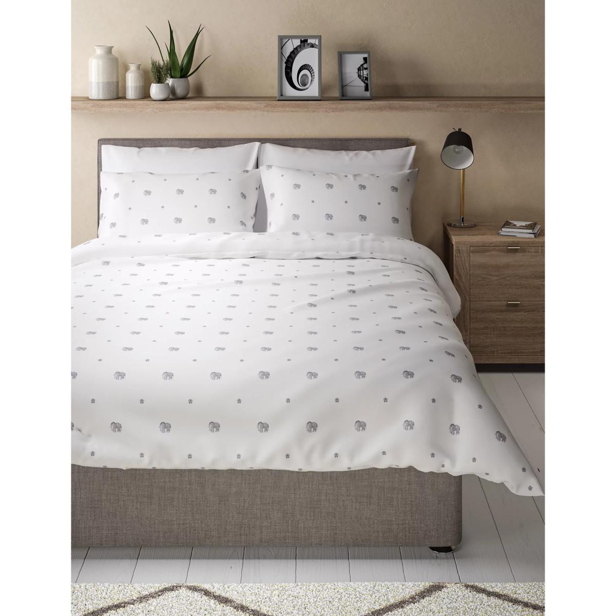 M&S Cotton Rich Elephant Bedding Set - SGL - Grey, Grey – image 2