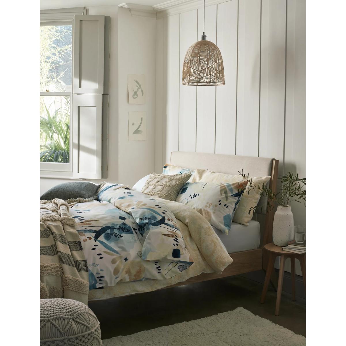 M&S Pure Cotton Watercolour Floral Bedding Set - SGL - Blue Mix, Blue Mix – image 3