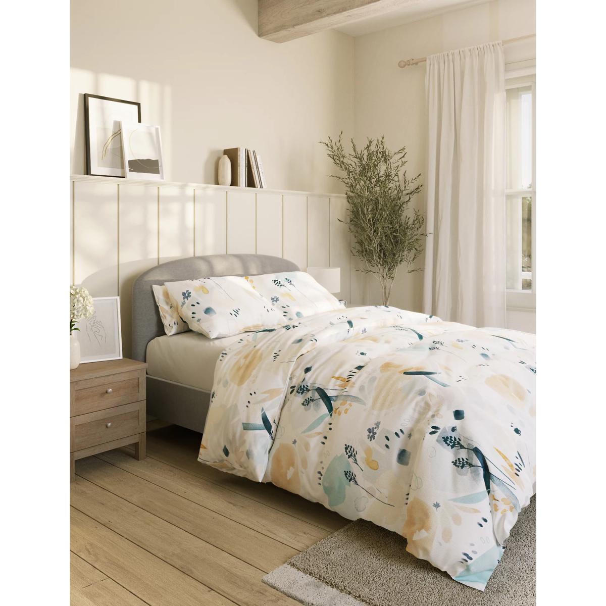 M&S Pure Cotton Watercolour Floral Bedding Set - SGL - Blue Mix, Blue Mix – image 5