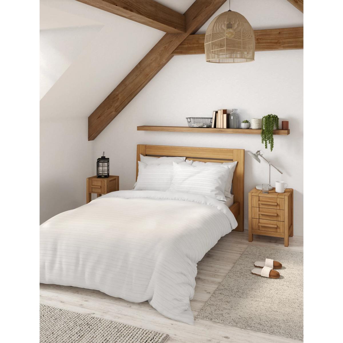 M&S Pure Cotton Striped Bedding Set - SGL - White, White – image 3