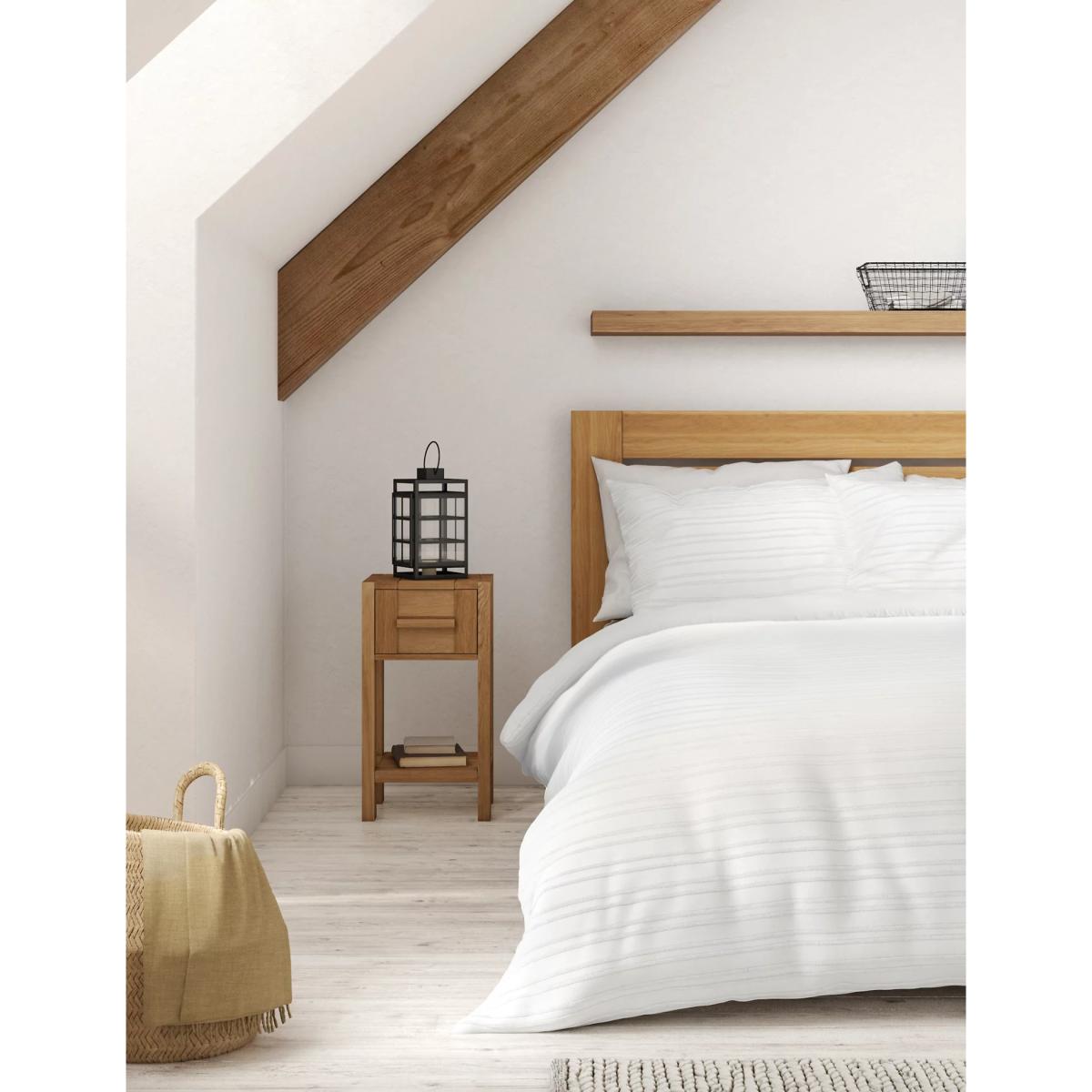 M&S Pure Cotton Striped Bedding Set - SGL - White, White – image 4
