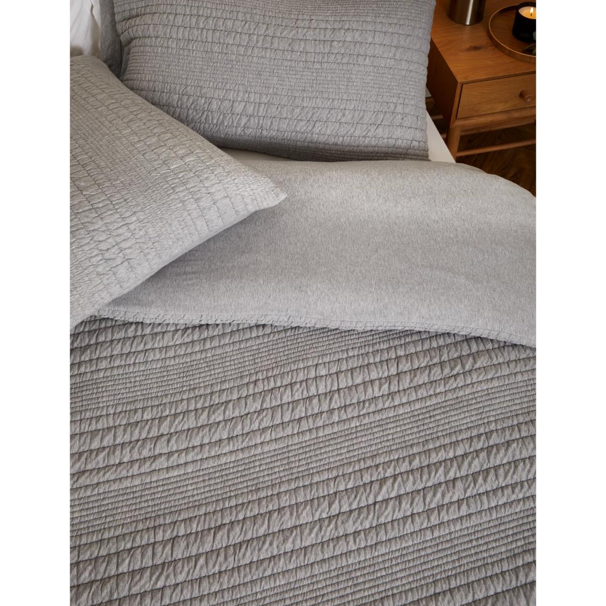 M&S Jersey Matelassé Bedding Set - SGL - Grey, Grey – image 2