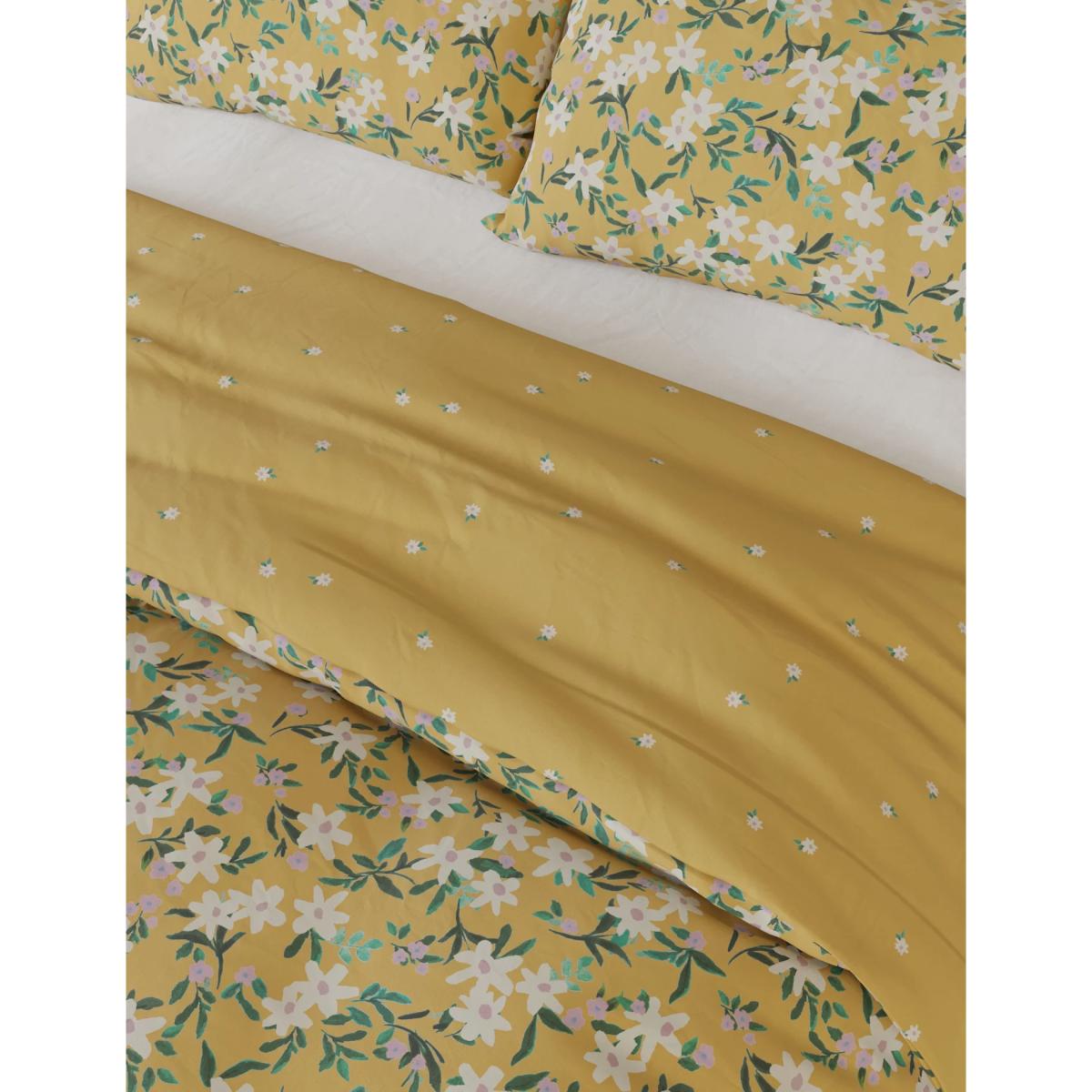M&S Cotton Blend Daisy Print Bedding Set - DBL - Ochre, Ochre – image 2