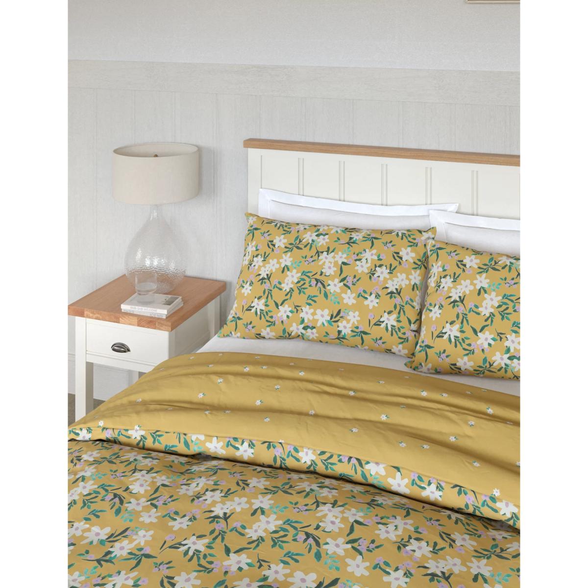 M&S Cotton Blend Daisy Print Bedding Set - DBL - Ochre, Ochre – image 4