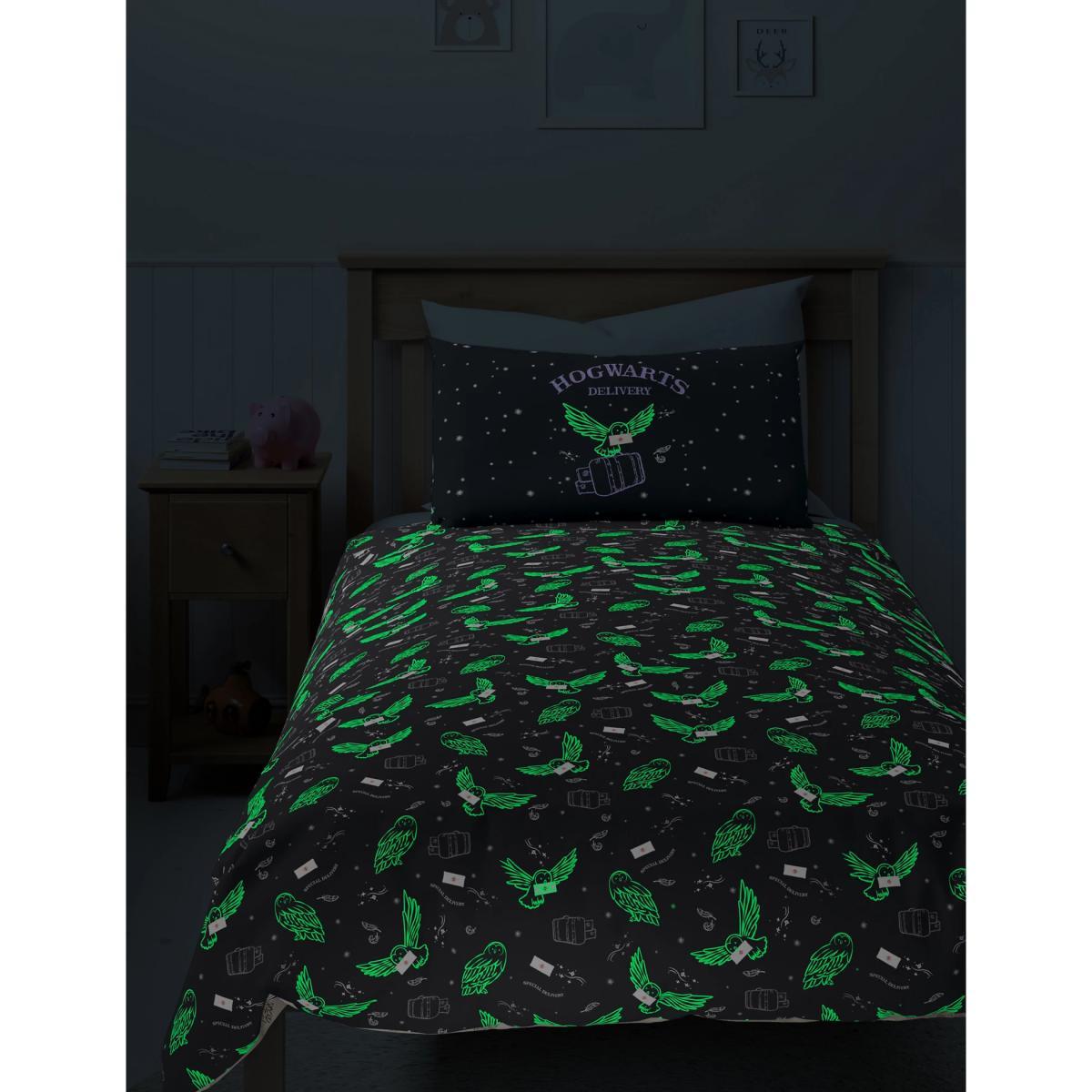M&S Harry Potter™ Cotton Mix Glow in the Dark Bedding Set - SGL - Navy Mix, Navy Mix – image 6