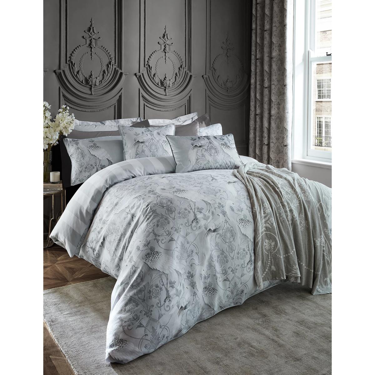 Laura Ashley Pure Cotton Sateen Tregaron Bedding Set - SGL - Silver, Silver – image 3