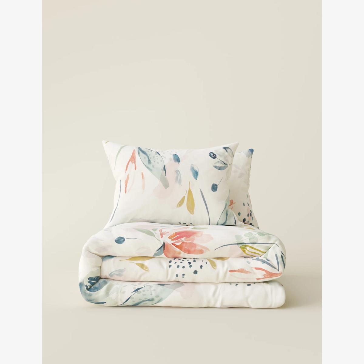 M&S Pure Cotton Abstract Leaf Bedding Set - SGL - Multi, Multi – image 1