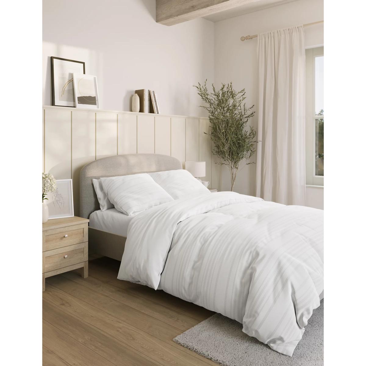 M&S Cotton Blend Waffle Stripe Bedding Set - SGL - White, White – image 2