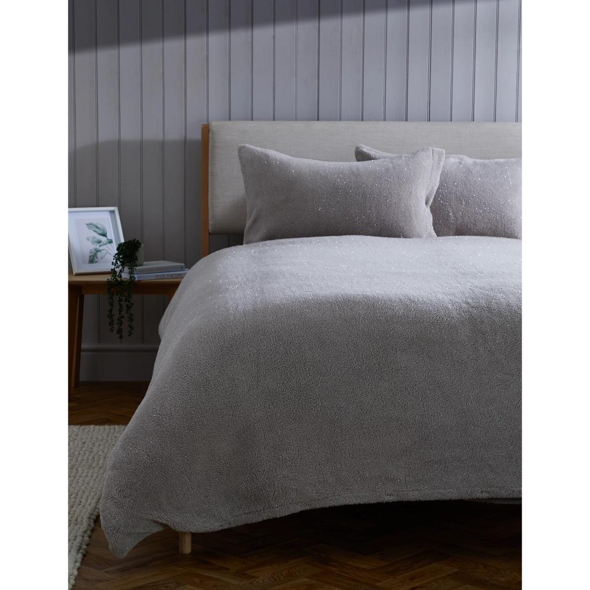 M&S Sparkle Fleece Bedding Set - SGL - Grey, Grey – image 2