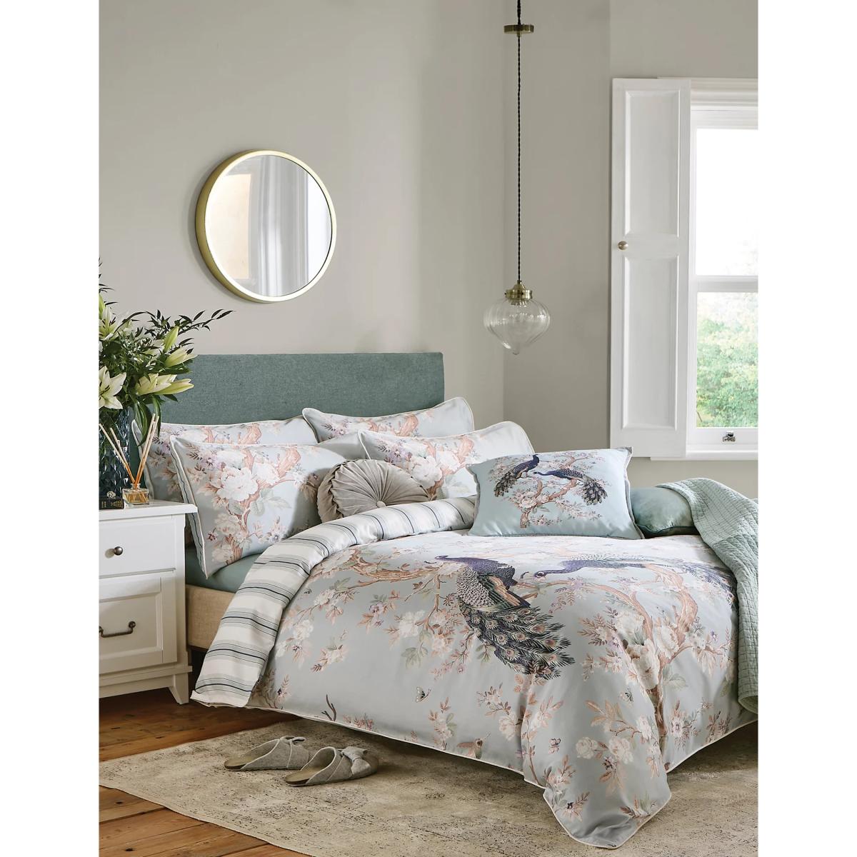 M&S Laura Ashley Pure Cotton Belvedere Sateen Bedding Set - SGL - Duck Egg, Duck Egg – image 2