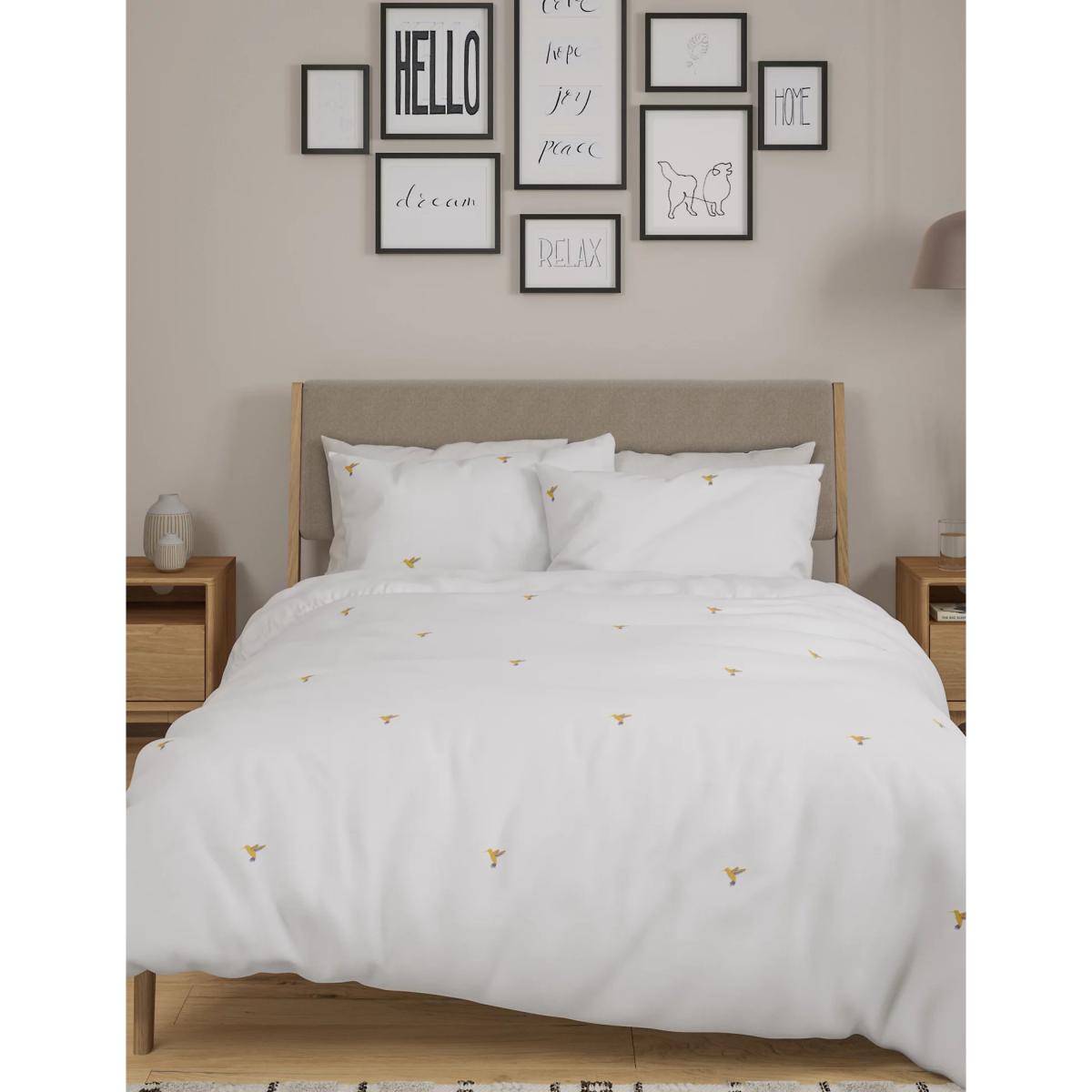 M&S Pure Cotton Hummingbird Embroidered Bedding Set - SGL - Ochre, Ochre – image 2
