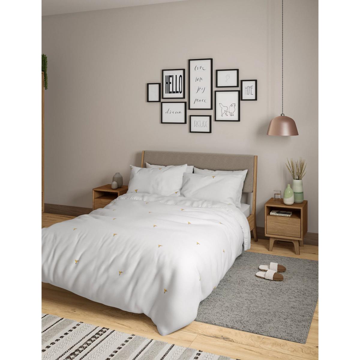 M&S Pure Cotton Hummingbird Embroidered Bedding Set - SGL - Ochre, Ochre – image 4
