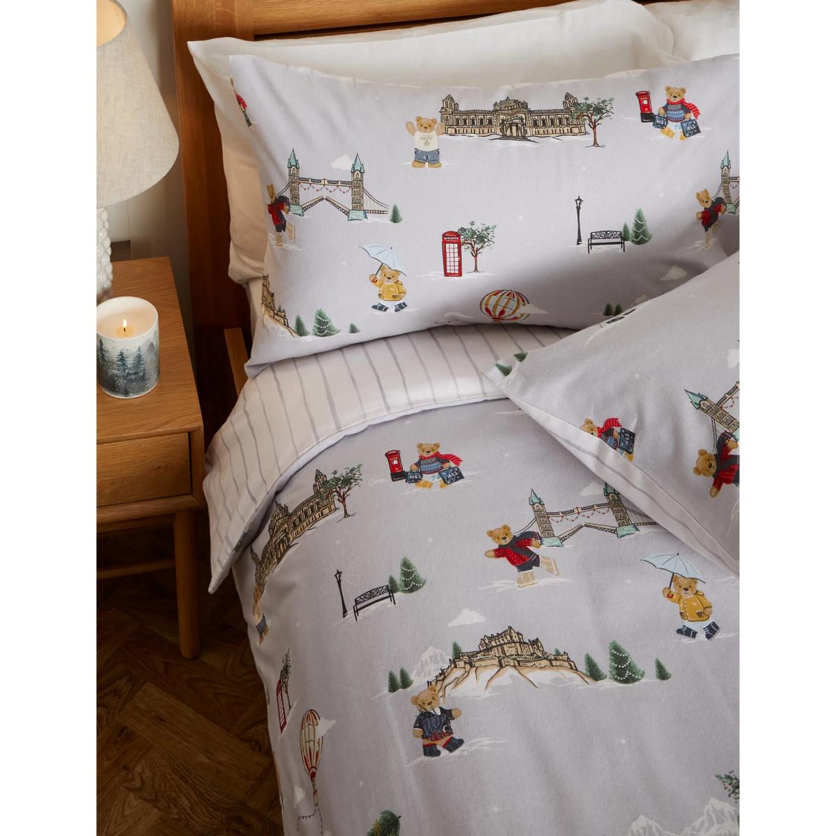 Brushed Cotton Spencer Bear™ Bedding Set - DBL - Grey Mix, Grey Mix – image 2