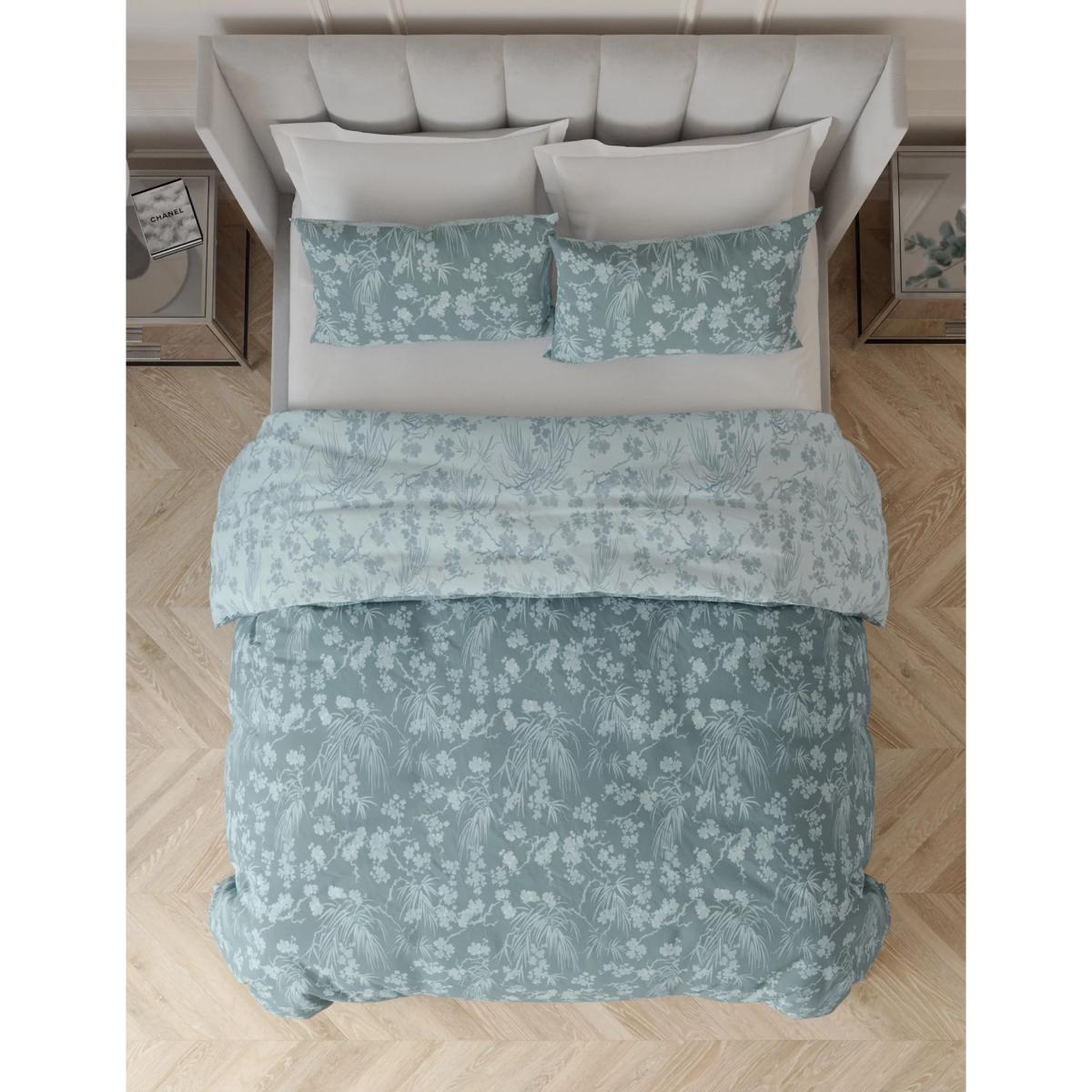 M&S Pure Cotton Blossom Bedding Set - DBL - Soft Green, Soft Green,Blue Mix – image 3