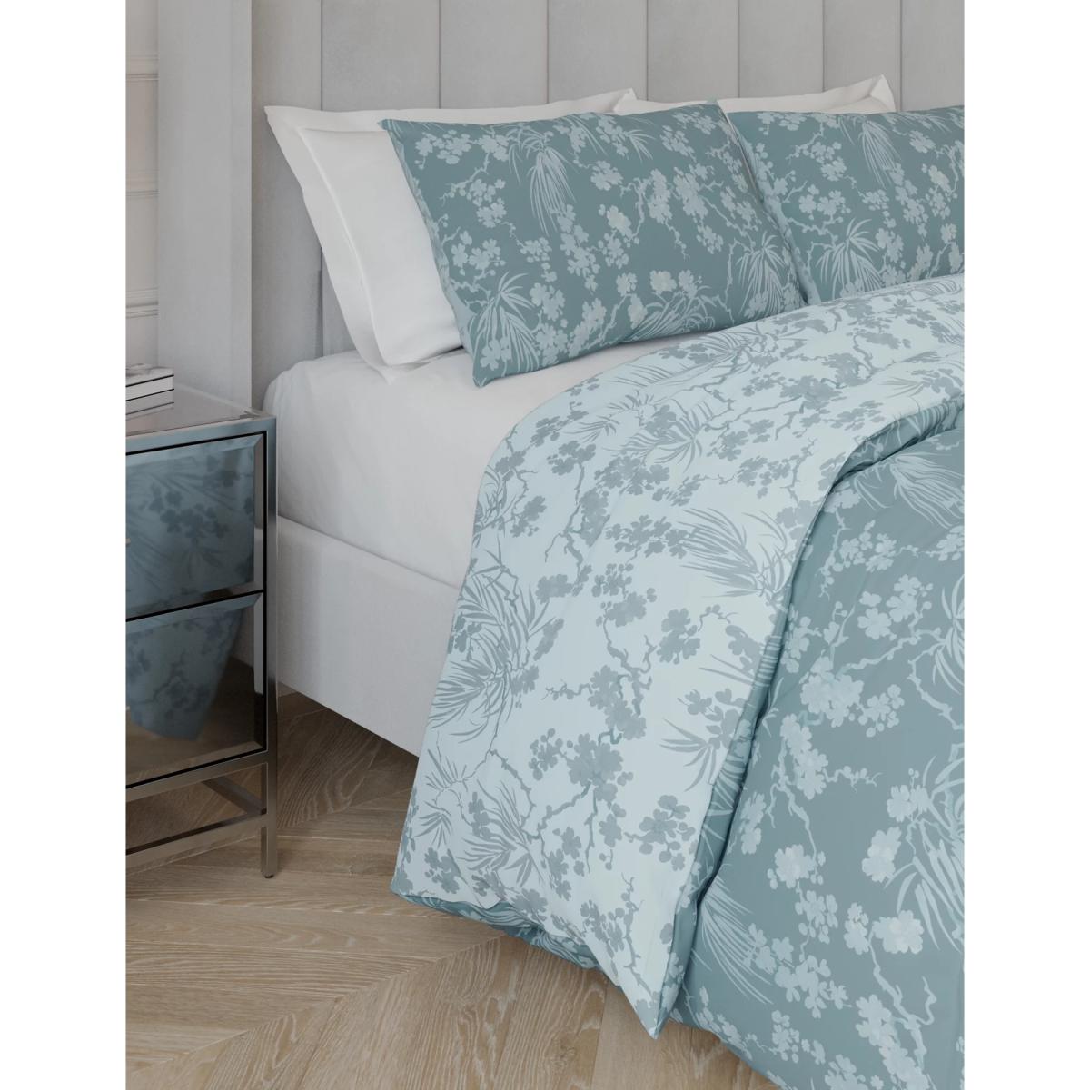 M&S Pure Cotton Blossom Bedding Set - DBL - Soft Green, Soft Green,Blue Mix – image 5