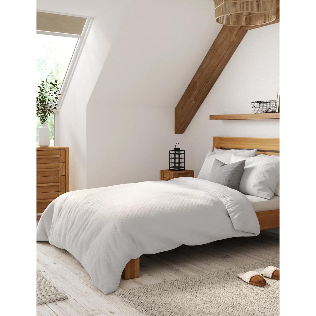 M&S Pure Cotton Waffle Bedding Set - SGL - White, White – image 4