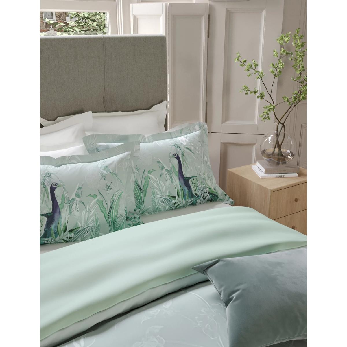 M&S Raine Peacock Sateen Embroidered Bedding Set - SGL - Duck Egg, Duck Egg – image 2